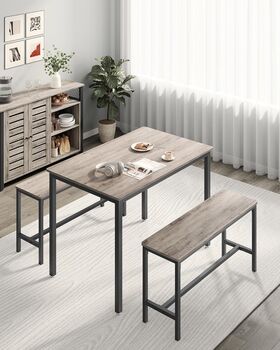 Dining Table With Two Benches Steel Frame Kitchen Table, 3 of 6