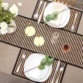 Brown Stripe Bamboo Table Runner, 7 of 9