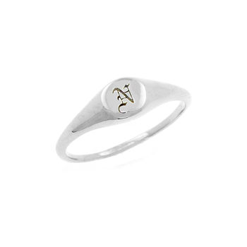 Mini Initial Signet Ring Silver/Gold, 3 of 7