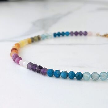 Good Vibes Rainbow Gemstone Beaded Necklace, 6mm, 7 of 11