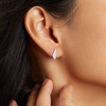 Simple Sterling Silver Studs. Kite Shape, 9 of 10