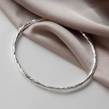 Sterling Silver Bark Bangle, 5 of 8