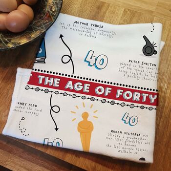 Personalised 40th Birthday Tea Towel Gift, 7 of 12