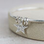 Sterling Silver Textured Star Charm Bangle, thumbnail 1 of 7