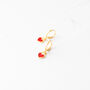 Tiny Red Heart Huggie Hoop Earrings, thumbnail 8 of 10