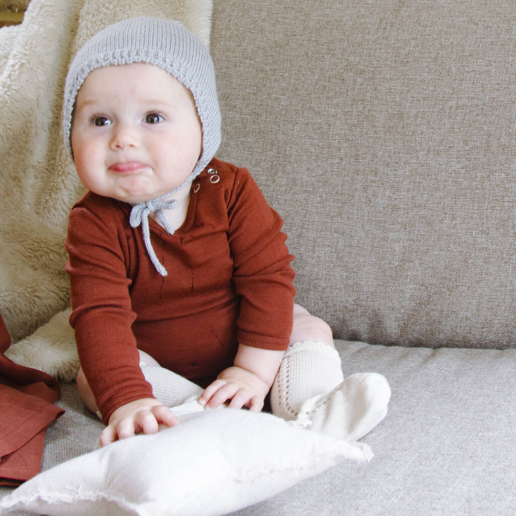 Grey Baby Bonnet By Button And Blue | notonthehighstreet.com