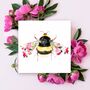 Bumble Bee Wildlife Botanical Greeting Card, thumbnail 1 of 2