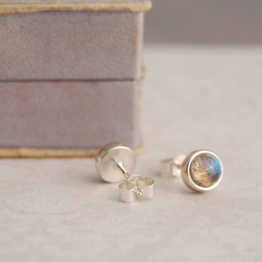 Handmade Labradorite Gemstone Stud Earrings By Alison Moore Designs