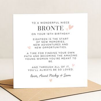 18th Message Birthday Card For Niece, 7 of 7