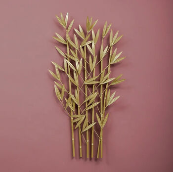 Luxury Gold Metal Bamboo Leaf Wall Art Decor, 3 of 5