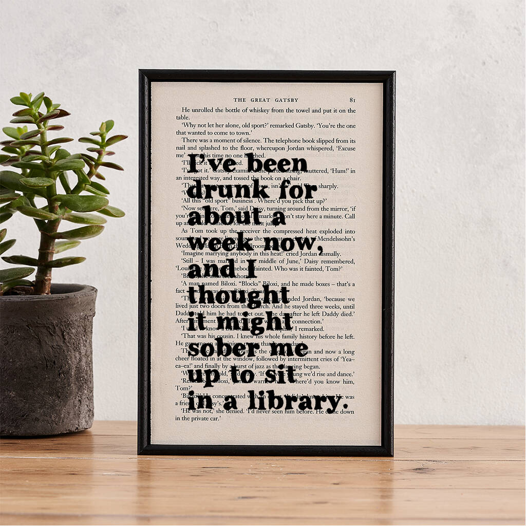 The Great Gatsby 'Drunk' Quote Print, 1 of 5