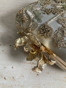 Gold Embroidered Square Handcrafted Clutch Bag, 4 of 10