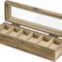 Six Slots Brown Torched Watch Box Case Organizer, thumbnail 2 of 6