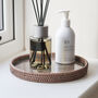 Marbury Taupe Round Rattan Decorative Tray, thumbnail 1 of 3