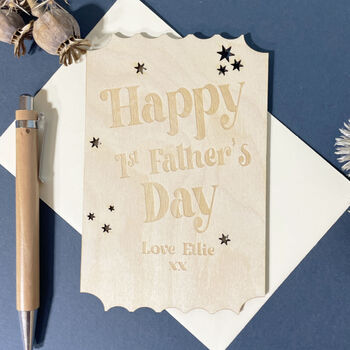Personalised Wooden Happy 1st Father's Day Plaque, 2 of 3
