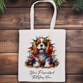 Personalised King Charles Spaniel In Christmas Lights, 4 of 10