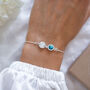 Initial And Birthstone Bracelet In Sterling Silver, thumbnail 8 of 12