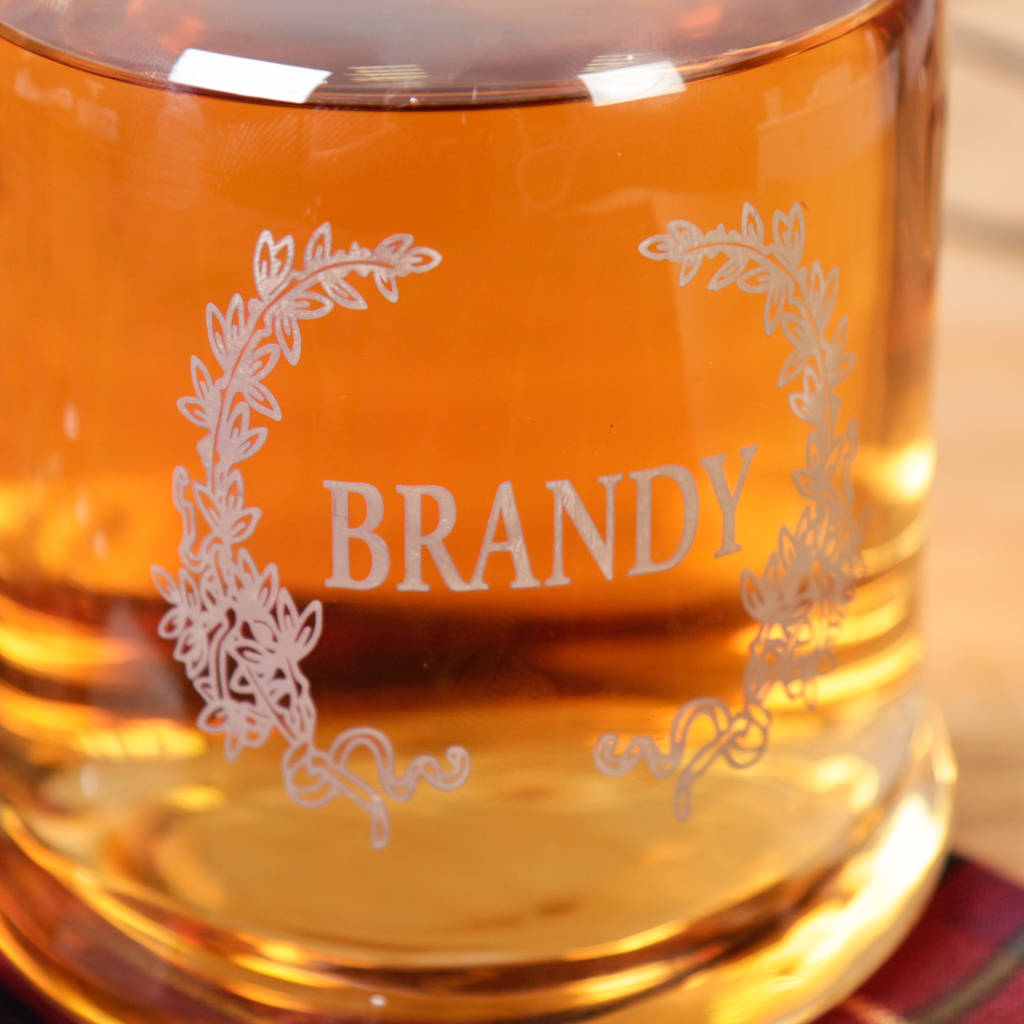 glass etched brandy decanter by dibor