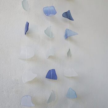 Recycled Glass Driftwood Mobile Blue And White, 2 of 4