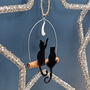 Two Black Cats And Moon Christmas Tree Decoration, thumbnail 2 of 3