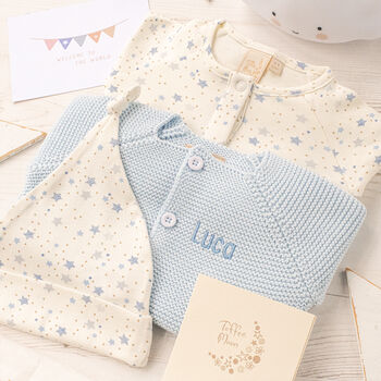New Baby Cardigan, Babygrow And Hat Gift Set, 3 of 12