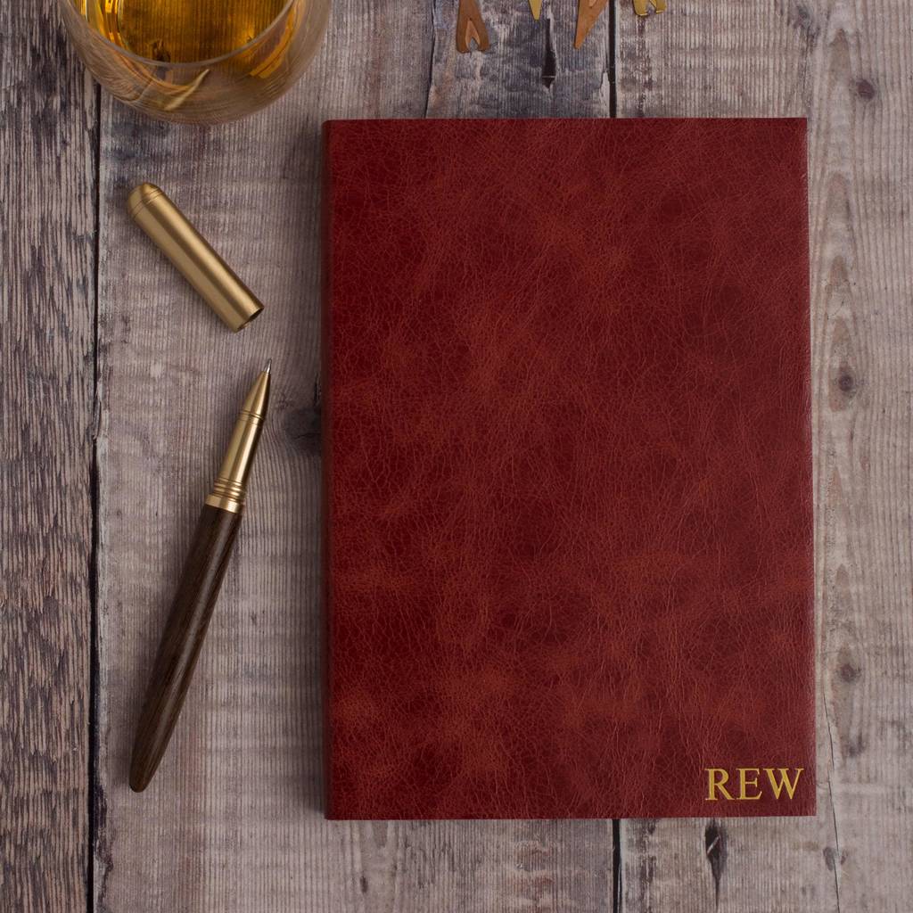 personalised notebook leather notebook with rose gold by the leather