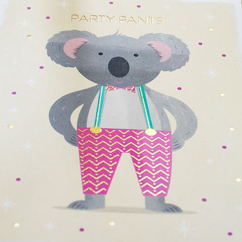 Party Pants Koala Gold Foil Greeting Card, 3 of 3
