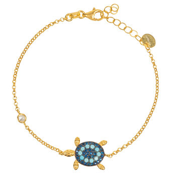 Turtle Turquoise Bracelet Gold Plated Silver, 2 of 4