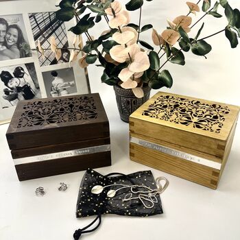 Personalised Wooden Filigree Trinket Box, 4 of 11