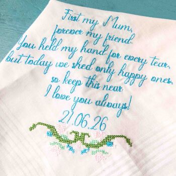 Personalised Message Embroidered Handkerchief Gift For Her, 5 of 5