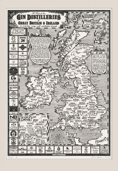 Gin Map Of Britain And Ireland Hand Drawn Art Print, 10 of 12