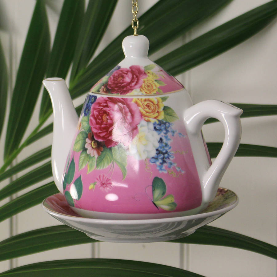 Chintz Floral Teapot Bird Feeder By Garden Selections
