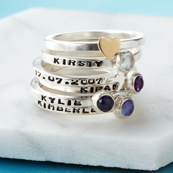 Personalised Birthstone Stacking Rings By Little Silver Star ...