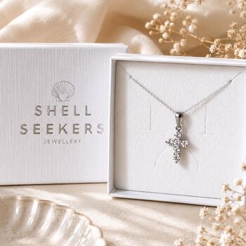 Sterling Silver Moissanite Cross Necklace, 6 of 6