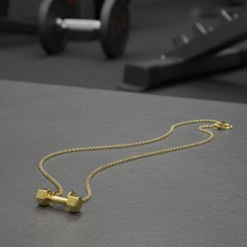 Personalised Gold Coloured Dumbbell Pendant Necklace, 4 of 12