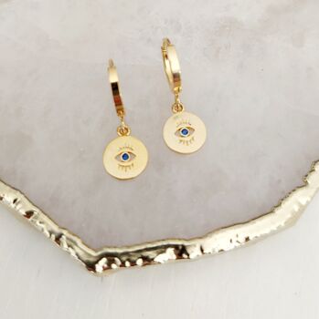 Evil Eye Coin Hoop Earrings, 6 of 6