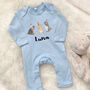 Personalised Watercolour Bunnies Babygrow, thumbnail 6 of 10