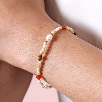 Natural Semi Precious Stone And Pearl Beaded Bracelet, 2 of 3