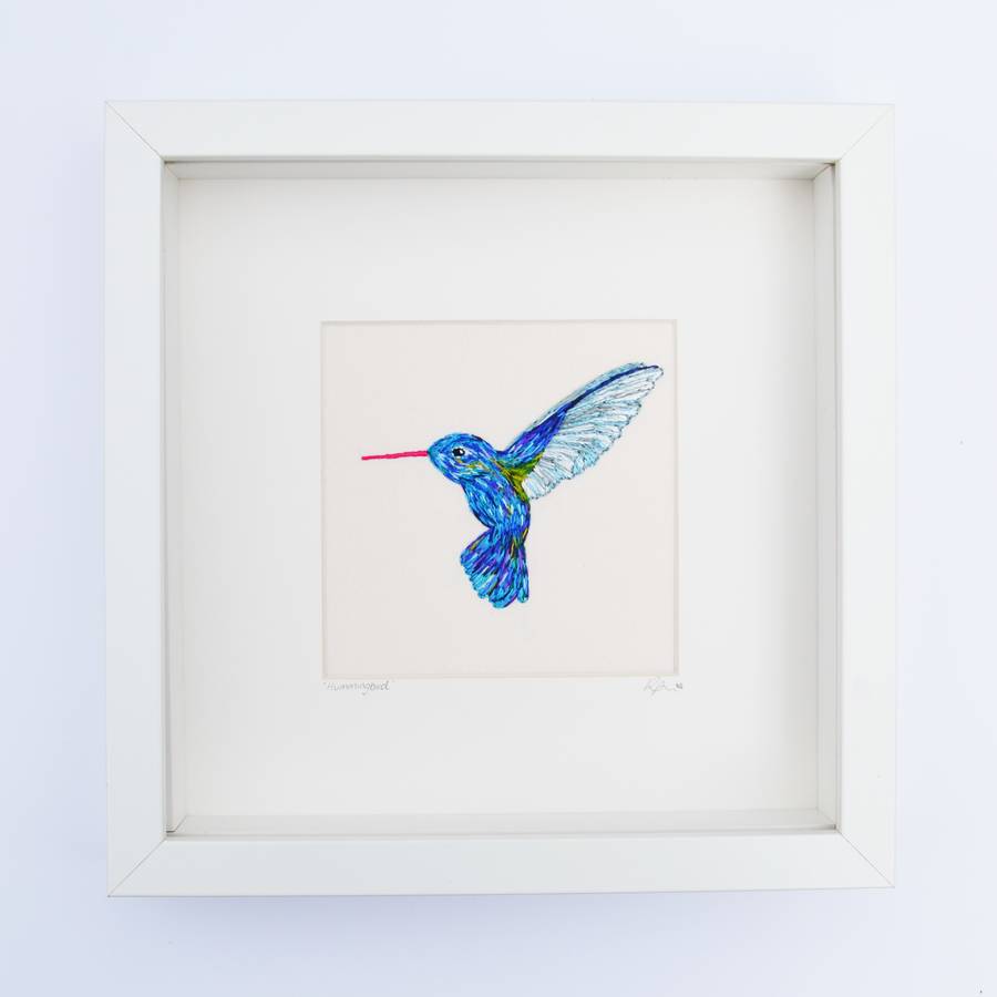 Hummingbird Framed Original Art Or Embroidery Art Print By Pixiecraft