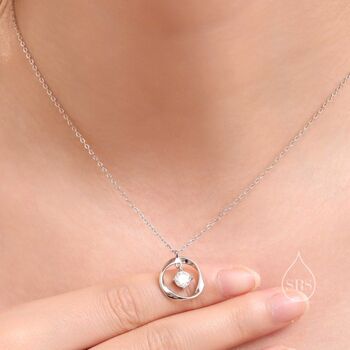 Sterling Silver Genuine Moissanite And Mobius Circle Pendant Necklace, 5 of 10