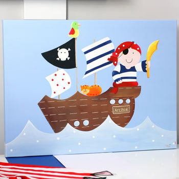 Personalised Pirate Ship Name Canvas, 4 of 9