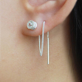 November Birthstone Topaz Silver Threader Earrings, 3 of 7