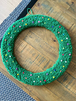 Colourful Punch Needle Christmas Wreath, 3 of 10