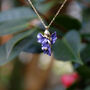 Blue Iris February Birth Flower Necklace, Gold Tone, thumbnail 1 of 3