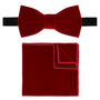 Mens Red Velvet Bow Tie And Pocket Square, thumbnail 1 of 4