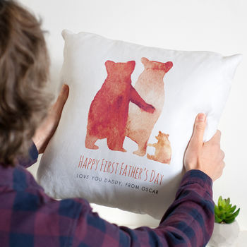 Personalised First Father's Day Bear Family Cushion, 2 of 5