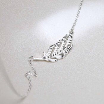 Sterling Silver Fern Feather Necklace, 5 of 6
