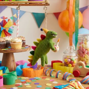 Handmade Felt Happy Birthday Dinosaur Hanging, 4 of 4