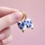 Blue And White Ceramic Heart Hoop Earrings Delftware Inspired, thumbnail 1 of 4