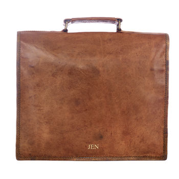 Personalised Leather Satchel Messenger Bag, 9 of 12